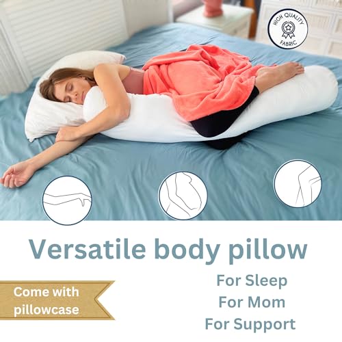 8x48 Round Body Pillow, Adjustable Bolster with Cover, Ruby - color: Ruby, size: Pillow & Cover