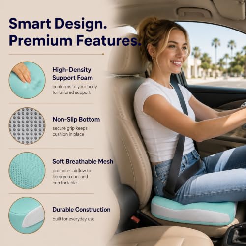 Memory Foam Ergonomic Seat Cushion for Office Chairs Pain Relief - color: Green Mesh