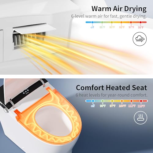 DeerValley Bidet Toilet, 1000g MaP Auto Flush, Foam Shield, ADA Seat Height - color: Solid White
