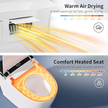 DeerValley Bidet Toilet, 1000g MaP Auto Flush, Foam Shield, ADA Seat Height - color: Solid White