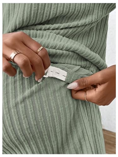 SweatyRocks Maternity 2 Piece Outfits T Shirts and Elastic Waist Shorts Set - color: Green, size: Medium