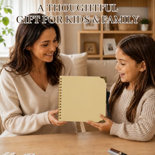 Scrapbook Photo Album 8"x8" 30 Sheets 60 Pages Kraft Paper Ribbon Closure - size: 8''x8''