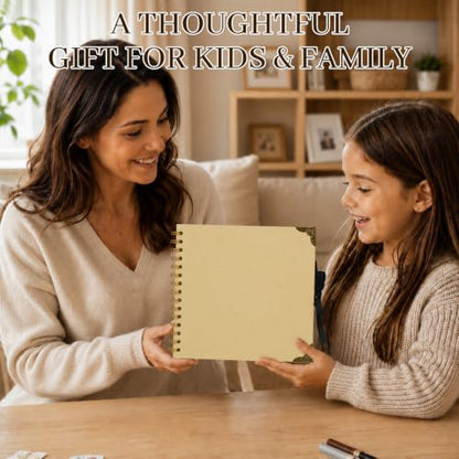 Scrapbook Photo Album 8"x8" 30 Sheets 60 Pages Kraft Paper Ribbon Closure - size: 8''x8''