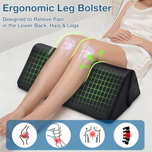 Knee Wedge Pillow for Legs, Under Knee Elevated Pillow for Sleeping on Back - color: Triangle - Black