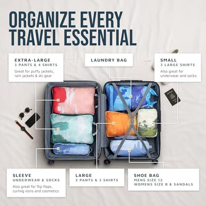 TRIPPED Travel Gear Large Compression Packing Cubes 7-Piece Set for Travel - color: Getaways