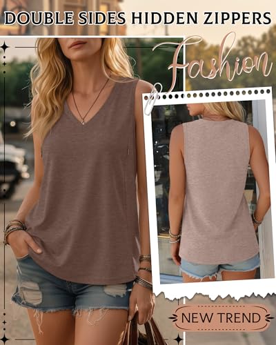 4 Pack Womens Nursing Tank Tops - color: Sage Green, Cream, Coffee, Light Khaki, size: Medium