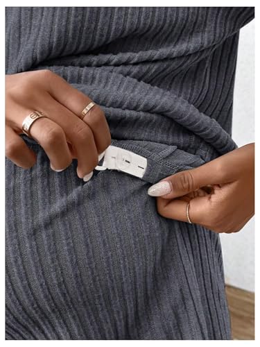 MakeMeChic Women's Maternity 2 Piece Sets Ribbed Shirt and Biker Shorts - color: Grey a, size: Large