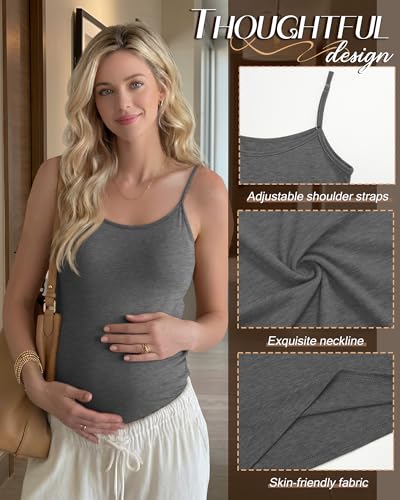 3 Pack Womens Maternity Nursing Camisoles - color: Light Gray, Dark Gray, Black, size: Small