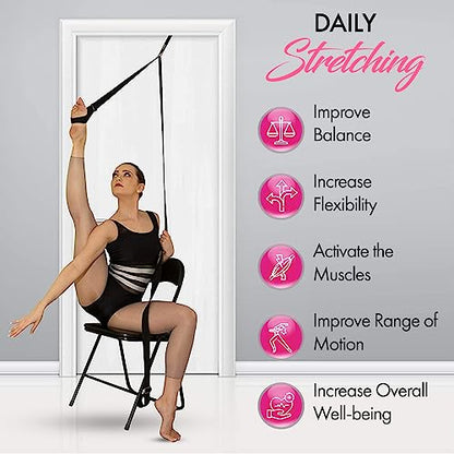 Stretching Strap with Door Anchor for Splits and Flexibility Training - color: Black
