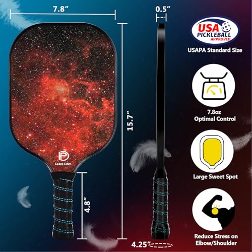 DULCE DOM Pickleball Paddles Set of 2/4 - USAPA Approved - color: Red Blue*2