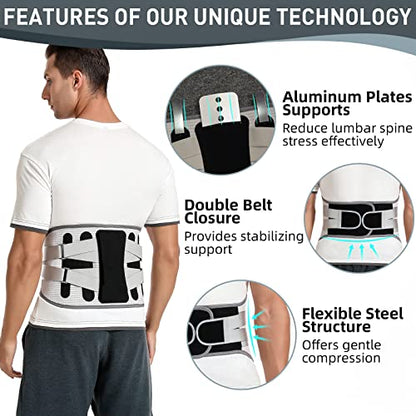 Back Brace for Lower Back Pain, Lumbar Support Belt for Men/Women - color: Black