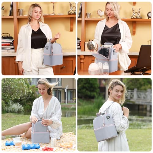 NCVI Breast Pump Backpack, Double Layer Removable, for Spectra/Medela - color: Grey