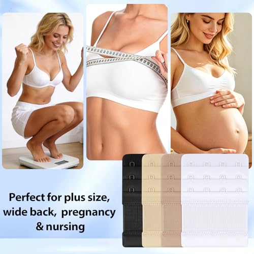 Meliya Women's Bra Extenders 4 Hook, Comfortable Soft Stretchy Back Bra Extension Strap - color: Skin Color