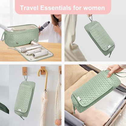 KarSyon Hair Tools Travel Bag with Hot Tool Mat 2 in 1 Organizer Bags - color: Sage Green