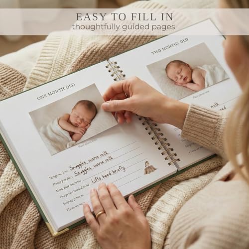 Keepsake Baby Memory Book for Boys and Girls - Timeless First 5 Year Book - color: Sage