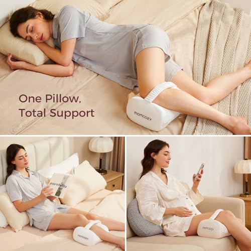 Momcozy Knee Pillow for Side Sleepers, Soft Memory Foam & Pinch-Free Design - color: Cream White
