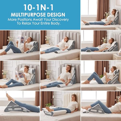 MEGCXIT Wedge Pillow Set for After Surgery, Bed Wedge, 3PCS, White/Grey - color: White/Grey, size: 3pcs