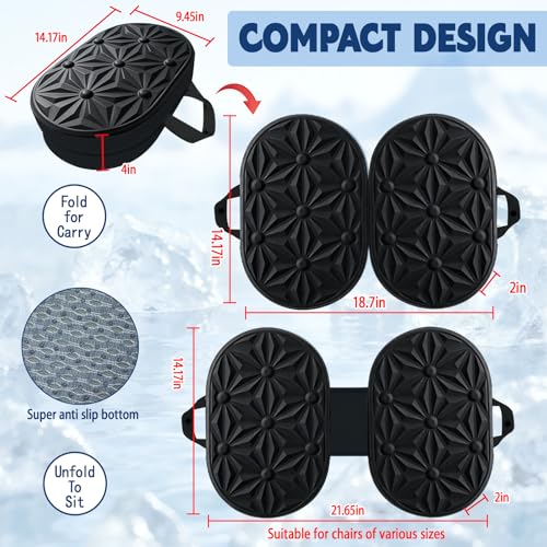 Foldable Cooling Gel Memory Foam Seat Cushion for Outdoor & Stadium Use - color: Black Fabric