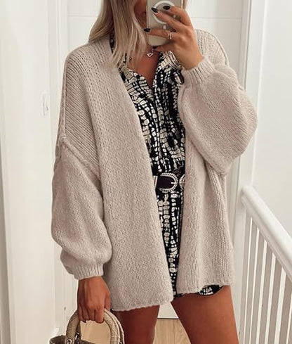 PRETTYGARDEN Womens Open Front Oversized Cardigan Sweaters - color: Grey Beige, size: Medium