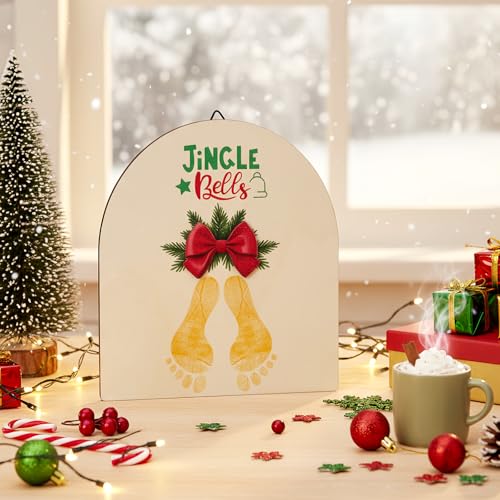 Beeveer Christmas Baby Footprint DIY Crafts Mistletoe, Bow - style: Bow
