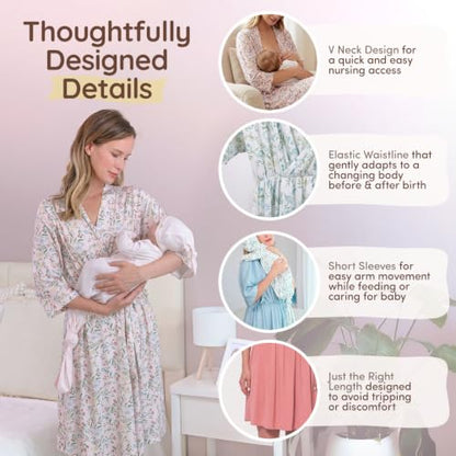 Maternity Dress - Botanical Collection - color: Pink Botanical, size: 3X-Large