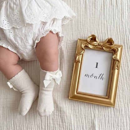 Novabright Baby Monthly Milestone Photo Frame Set, Bow Rectangle - style: Bow Rectangle