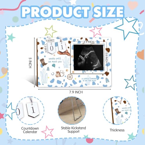Cowboy Sonogram Picture Frame,Western Ultrasound Photo Frame Baby Countdown - size: cowboy