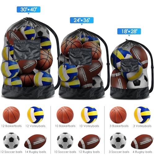 BROTOU Thickened Extra Large Sports Ball Bag Mesh Socce Ball Bag - size: 30" x 40"