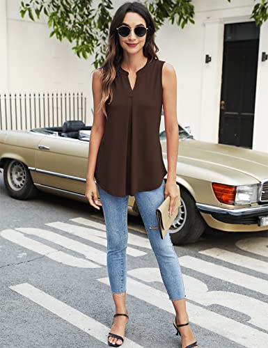 Newchoice Womens Tank Tops Sleeveless Summer Blouses - color: Brown, size: XX-Large
