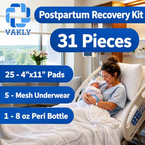 Vakly Postpartum Kit, 112 Pieces 100 Pads, 10 Underwear & 2 Peri Bottle - size: 112 Piece