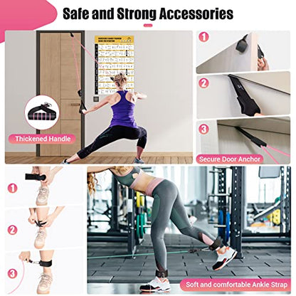 Resistance Bands with Handles for Women, 5 Level Exercise Bands - color: 10-150LBS-Colour