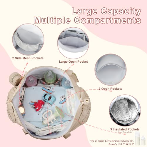 Diaper Tote Bag for Baby 6PCS, Large Mom Hospital Bags with Changing Pad - color: Grey