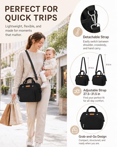 FHELAD HELAD Small Diaper Bag Backpack, 4 in 1 Mini Baby Bag for Short Trip - color: Black