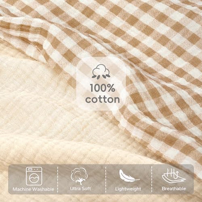 FUNUPUP Muslin Nursing Pillow Cover Replacement, Beige & Plaid - color: Beige&plaid