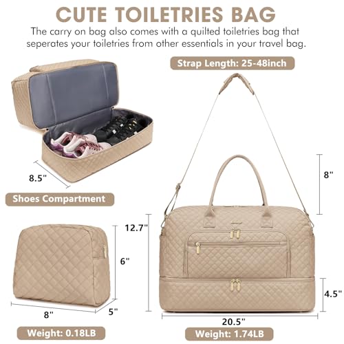 Travel Duffle Bag Weekender for Women - Carry-On Overnight Bag Personal Item Bag with Shoe Compartment & Wet Pocket Large Weekend Tote Bags with Toiletry Bag Hospital Bags for Labor and Delivery - color: Coffee Brown