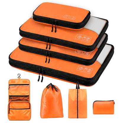 8-Piece Compression Packing Cubes for Travel Carry On, Luggage Organizers - color: Orange-8 Set