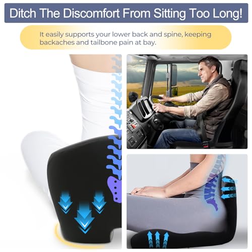 Seat Cushion with Lumbar Support Pillow, Back and Seat Cushion for Office - color: Black
