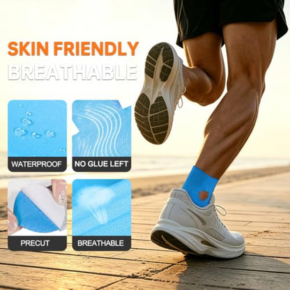 Precut Kinesiology Tape for Ankle, 20 Pcs, Blue - color: Blue