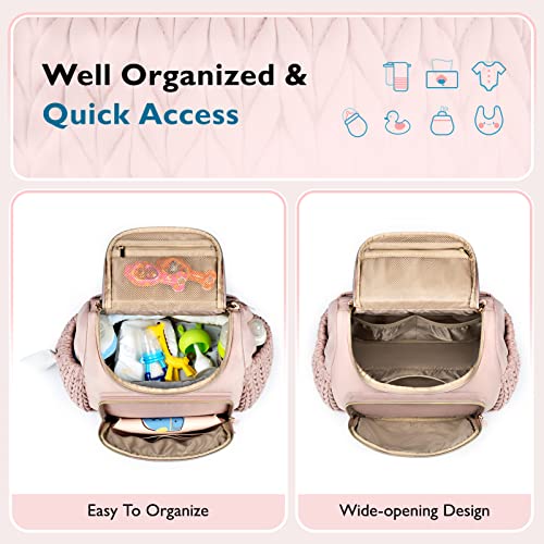 mommore Diaper Bag Backpack, Stylish Mini Travel Bag with Changing Pad - color: Pink, size: Small