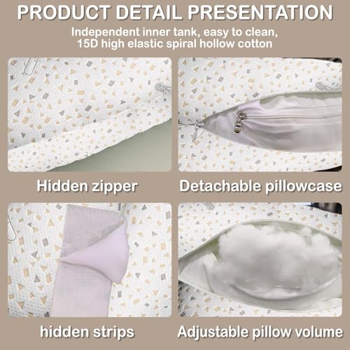 Pregnancy Pillow for Sleeping, Maternity Pillow Support for HIPS, Backs, Legs, Maternity Pillow with Detachable and Adjustable Pillow Cover