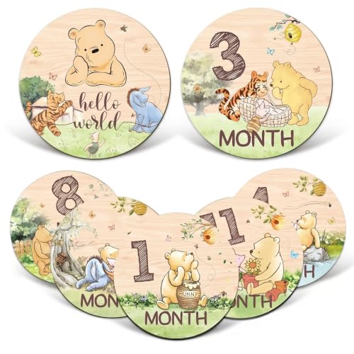 7 Pcs Winnie Bear Baby Monthly Milestone Markers