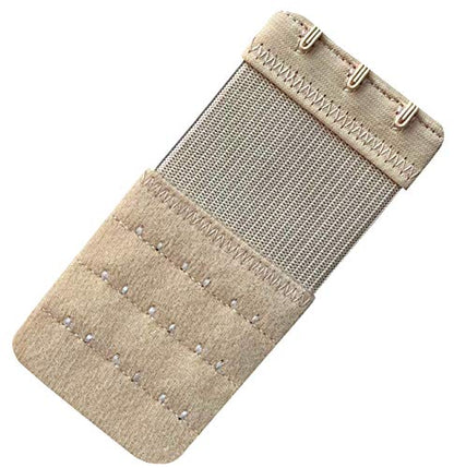 Women Pack of 3 Soft Comfortable 3 Hooks Bra Extender - color: Beige 1/2 Inch