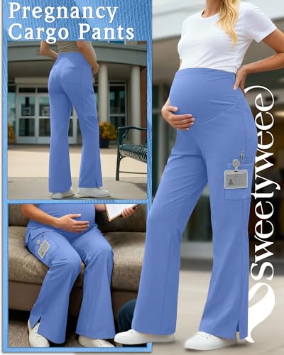 Women's Maternity Scrub Pants - color: Light Blue, size: Large