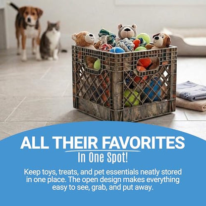 Milk Crate, Stackable Plastic Storage Bin, Camo, 16 Qt, 4-Pack - color: Camo, size: 4-Pack
