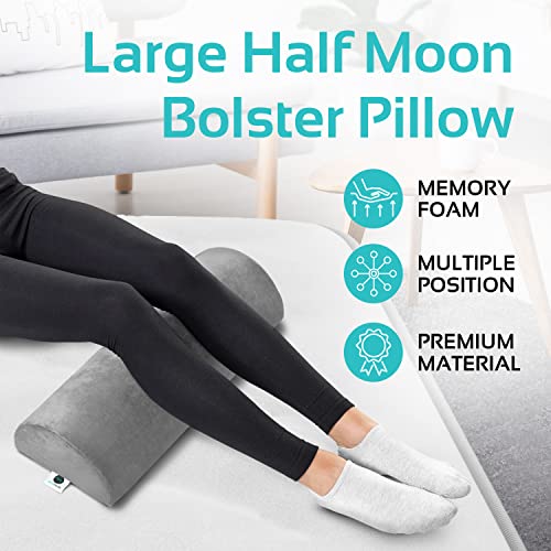 Large Half Moon Bolster Pillow for Legs - Knee Pillow for Back Sleeping - style: Knee Half Moon