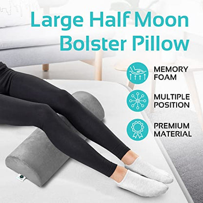 Large Half Moon Bolster Pillow for Legs - Knee Pillow for Back Sleeping - style: Knee Half Moon