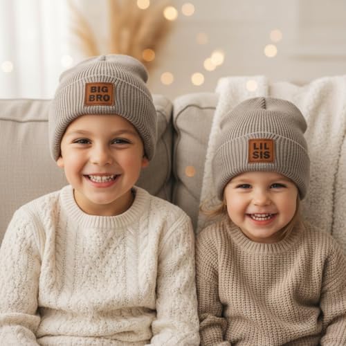 Cute Beanies Warm Soft Winter Hat Christmas Beanie Unisex - color: Bro Sis Sets