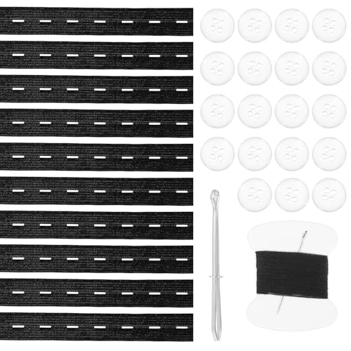 10pcs Adjustable Elastic Jean Waist Tightener Tool,Kids Pants Waist Extender Supplies,Maternity Pants Extender With 20 Buttons, Sewing Tool And Thread For Loose Jean Pant Button For Women Men
