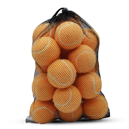 SHYUJAJIE Tennis Ball,20 Pack Practice Balls Bulk,Dog Balls with Mesh Bag - color: Light Orange