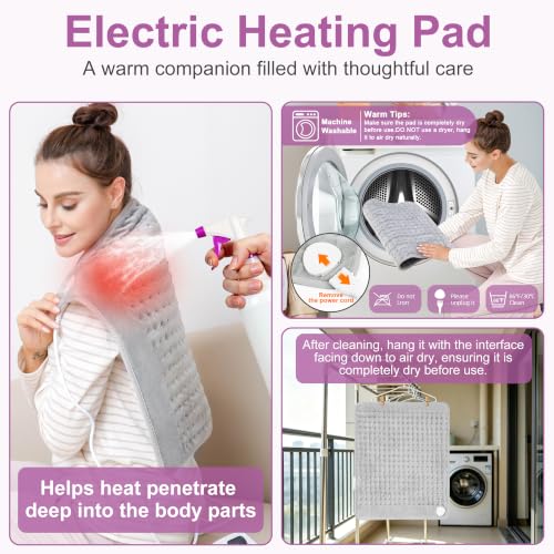 Heating Pad,Electric Heating Pads,Heating Pad for Back,Gray,24x20 Inch - color: Silvergray, size: 24x20 Inch